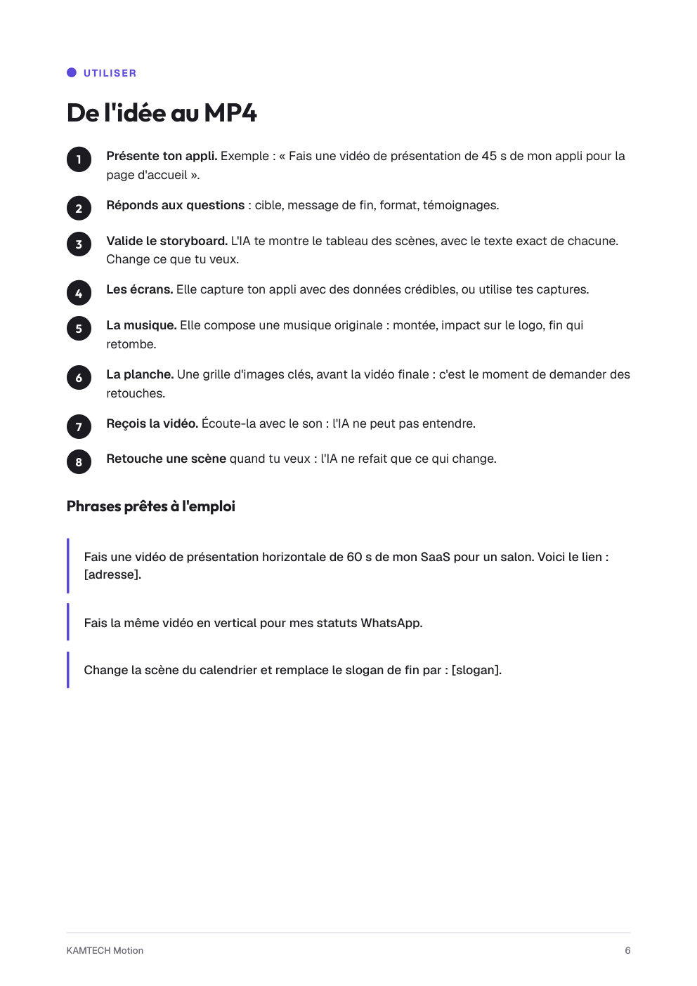 Page d'utilisation